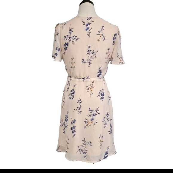 Lulu's Made With Love Small Blush Peach Floral Wrap Casual Mini Short Dress - Picture 2 of 15